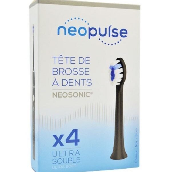 NEOPULSE Recharge 4 Tetes de Brosse à Dent Ultra Souple Noir