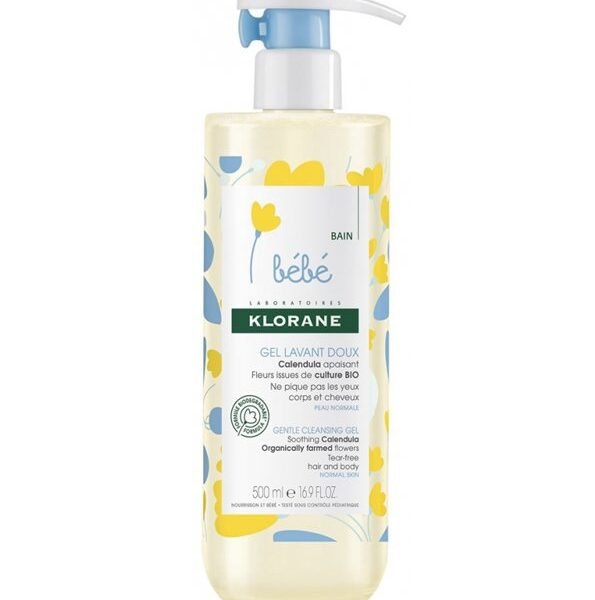 Klorane - Gel lavant doux au Calendula apaisant - Bébé - Corps et cheveux - Peau normale 500 ml