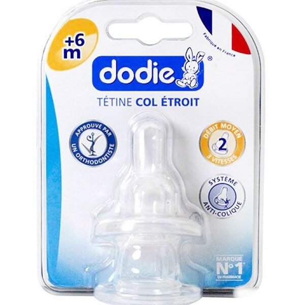 Dodie - Tétines col étroit (6M +) 3 vitesses Débit 2 (X2)