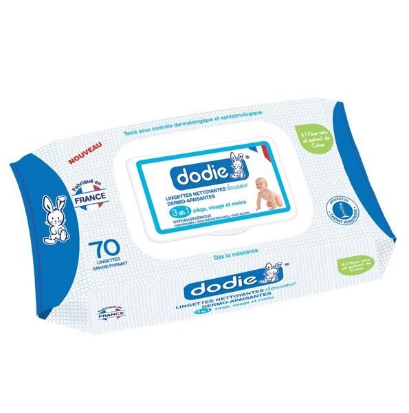 Dodie - Lingettes nettoyantes derme-apaisantes - (x70)