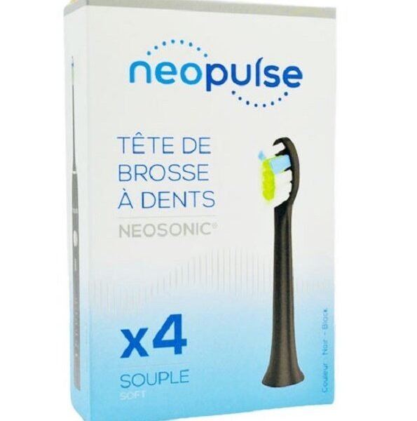 NEOPULSE Recharge 4 Tetes de Brosse à Dent Souple Noir