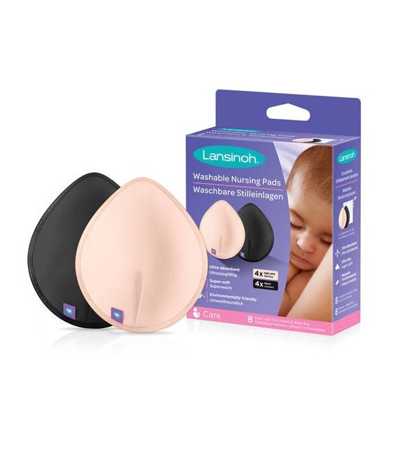 5060420232189-1.jpg Lansinoh Coussinets d'allaitements lavables "Rose/Noir" 8 pads – Image 1