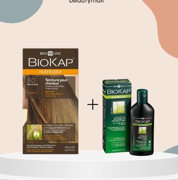 Biokap nutricolor 8.0 140ml+shampoing nourissant reparateur 100ml pack