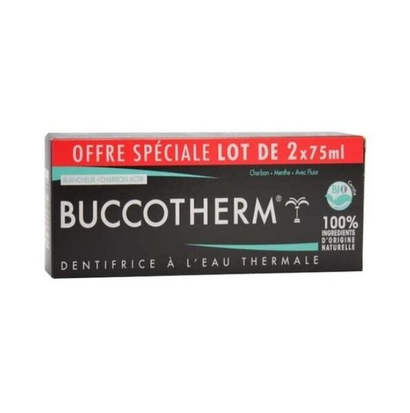 Buccotherm Dentifrice Charbon Noir 75ml x2 PACK