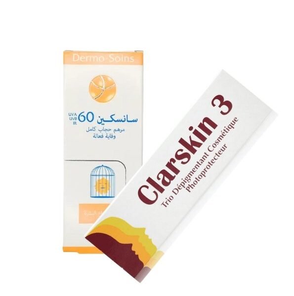 Clarskin 3 Creme 30g + Sunskin 60 Ecran Invisible Pack