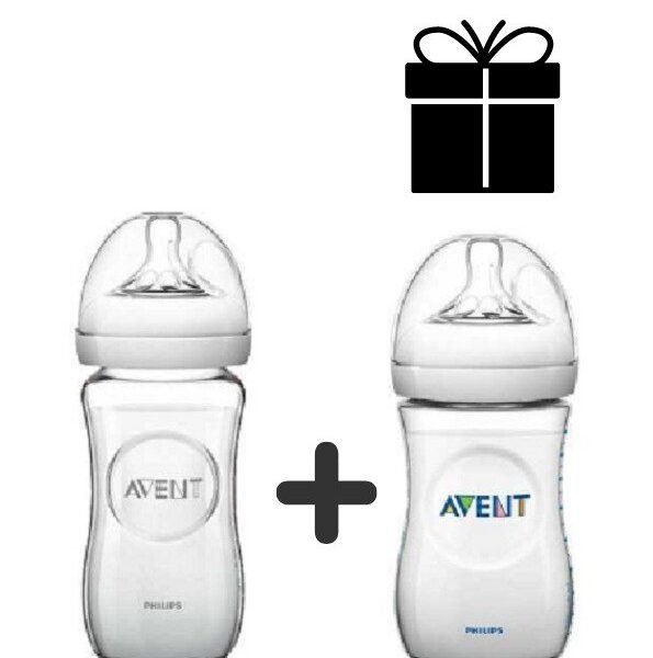 AVENT BIBERON NATURAL EN VERRE 240 ML SCF053/17 + AVENT BIBERON NATURAL 260ML SCF070/25  OFFERT
