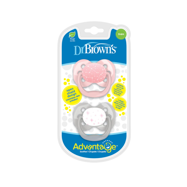 Dr Brown's 2 Sucette Advantage Etoile Rose 0-6m