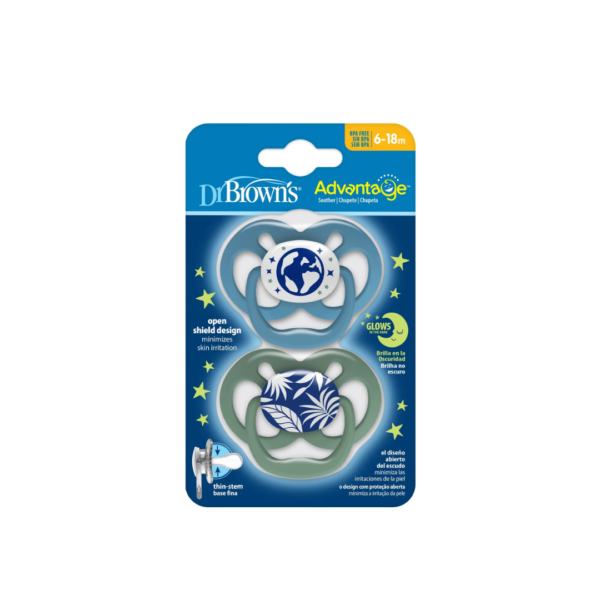 Dr Brown's 2 Sucette Advantage Phosphor Bleu 6-18m