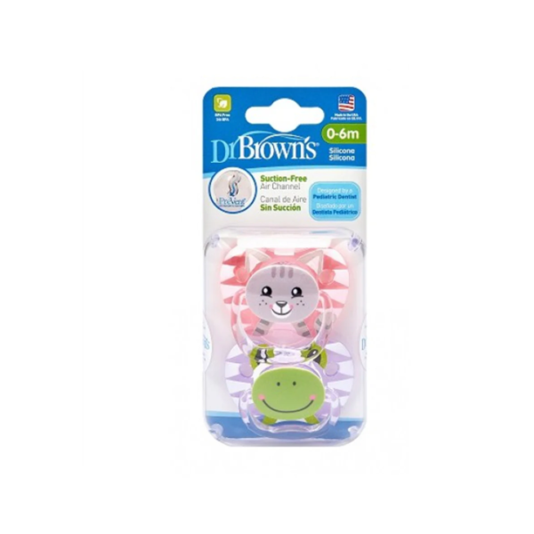 Dr Brown's 2 Sucette Printed shield Girl 0-6m