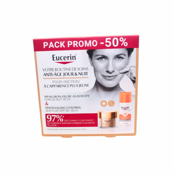 Eucerin Hyalur filler+ Elasticity Nuit + Ecran Fluide spf50+ PACK