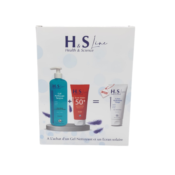 H&S Line Gel Nettoyant 250ml+Ecran Solaire Invisible spf50+50ml + Creme Hydratant 50ml Pack