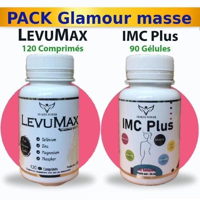 Health-power-IMC-Plus-Levumax120-comprimes-1.jpg HEALTH POWER PACK Glamour masse IMC Plus 90 Gélules + LevuMax 120 Comprimés – Image 1