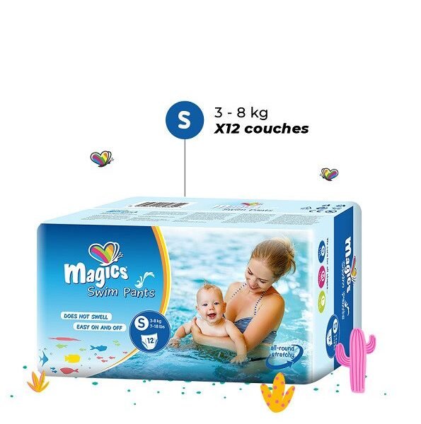 Magics Culottes de bain - Taille S (3-8kg) - Sachet de12 Pièces