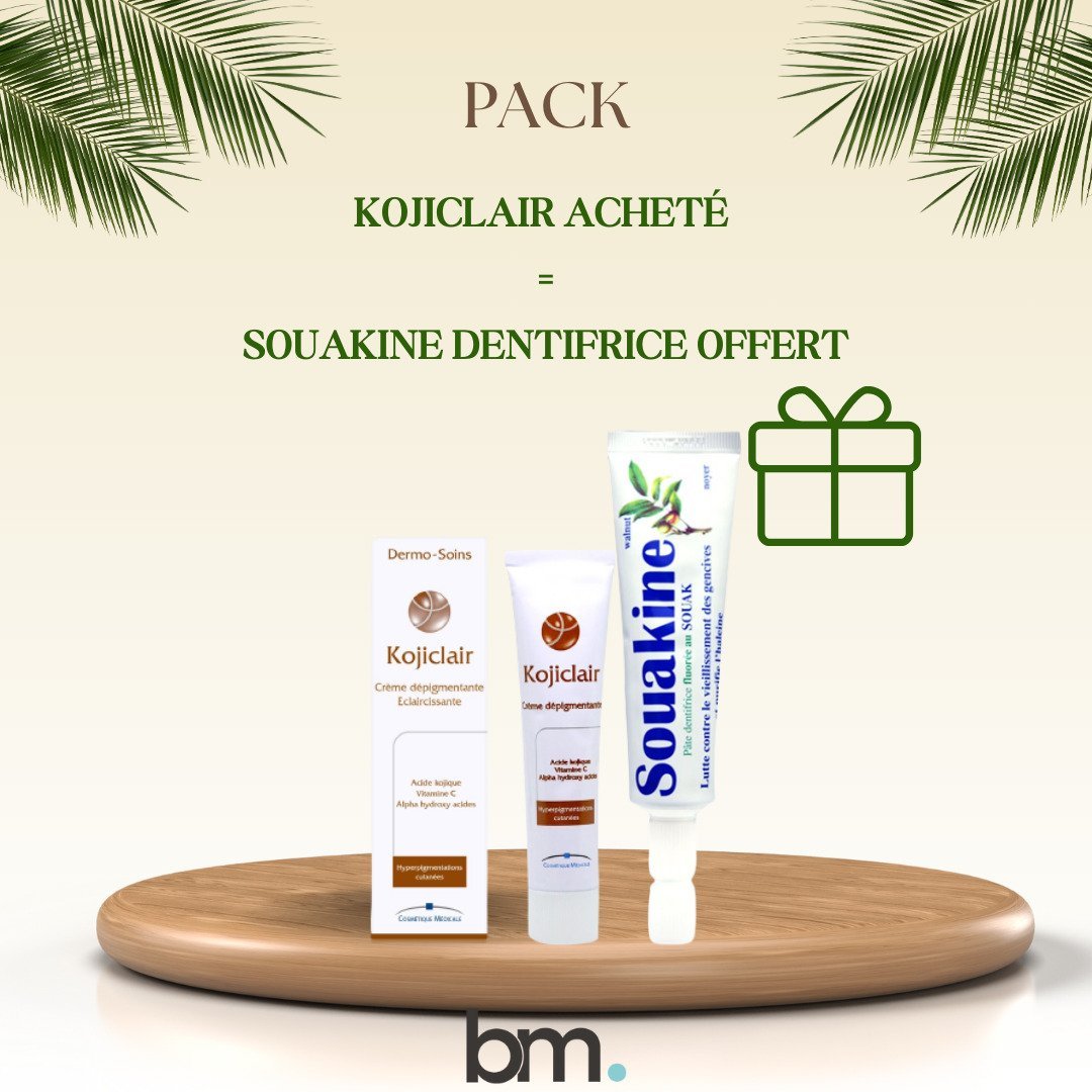 New-2.jpg Dermo-soins Kojiclair Crème éclairçissante 30ML + Souakine Dentifrice Offert – Image 1
