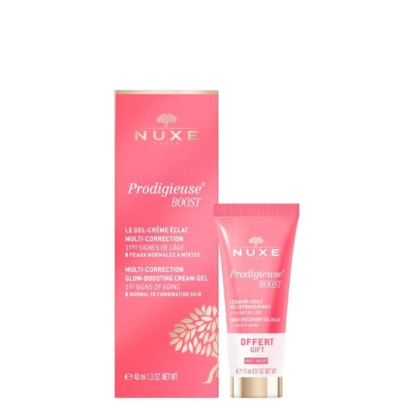 Nuxe PRODIGIEUSE BOOST Duo Gel-Crème Eclat multi-correction et Baume-Huile Récupérateur Nuit offert