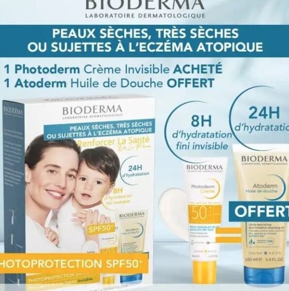 Photoderm Creme Invisible Spf50 + Atoderm Huile Douche PACK