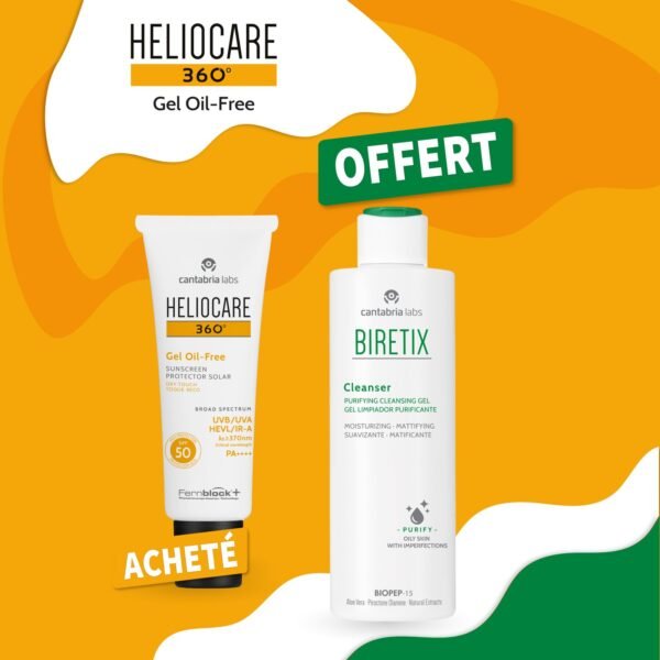 Heliocare 360º Gel Oil-free SPF 50 = Biretix Cleanser 200ml OFFERT