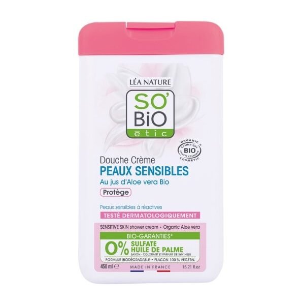 SO BIO DOUCHE CREME PEAUX SENSIBLES AU JUST D'ALOE VERA 450ML