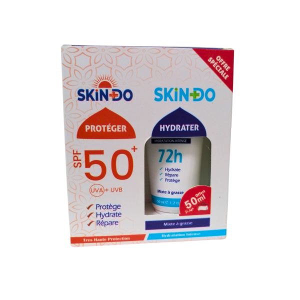 Skindo Ecran Solaire Invisible + Creme hydratante Peaux mixtes a grasses