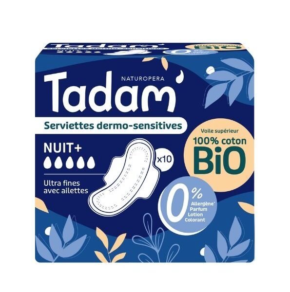 TADAM SERVIETTES ULTRA NUIT+ 10 UNITES