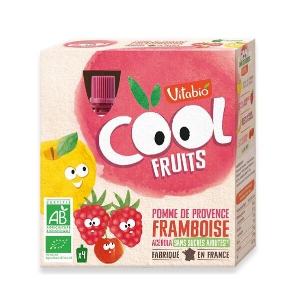 VITABIO COOL FRUITS POMME FRAMBOISE 4 X 90G