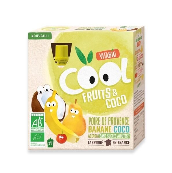 VITABIO COOL FRUITS POMME POIRE 4 X 90G