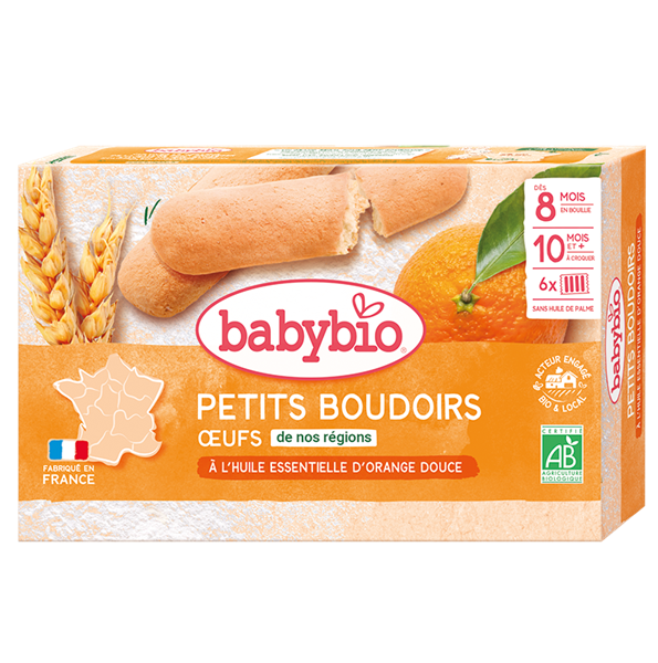 BABYBIO Petits Boudoirs à l'huile Essentielle d'orange Douce 120G
