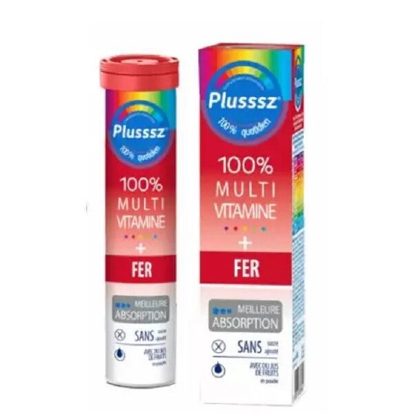 PLUSSSZ Multivitamine + Fer Plusssz 20 Comprimés Effervescents