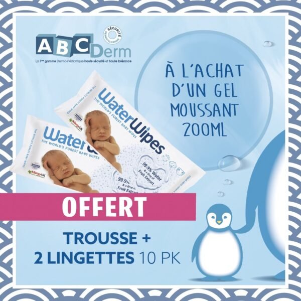 Abcderm Gel Moussant - 200ml + 2 Packets de lingettes Water Wipes Offertes