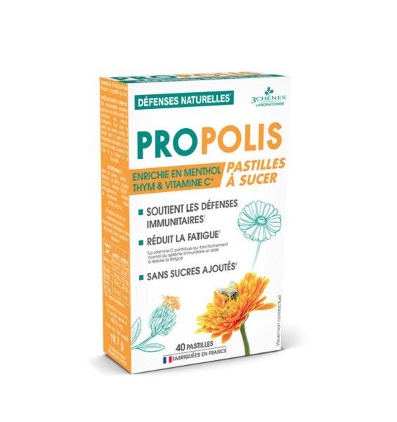 3Chenes Propolis Pastilles a sucer Boite de 40 Pastilles