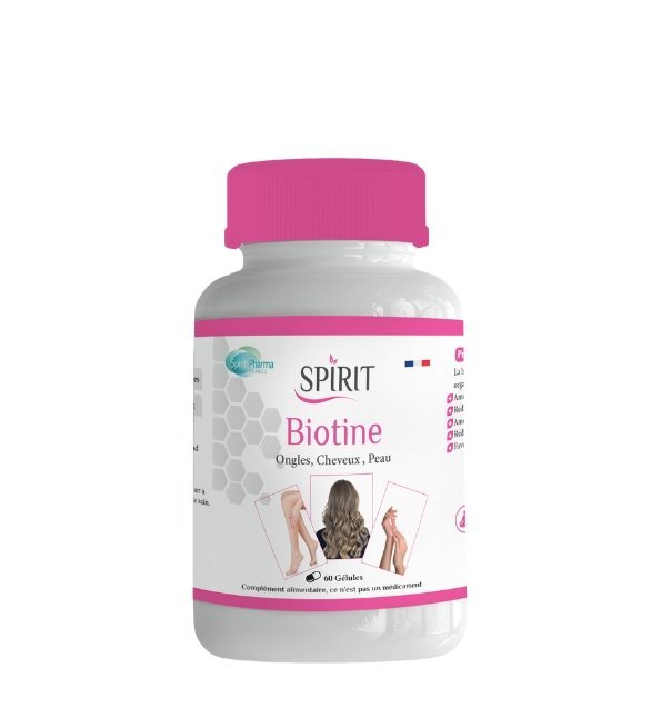 spirit-biotine-ongles-cheveux-peau.jpg Spirit Biotine 60 Gelules – Image 1