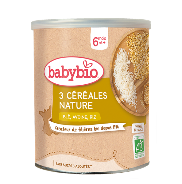 BABYBIO 3 CEREALES NATURE 220G