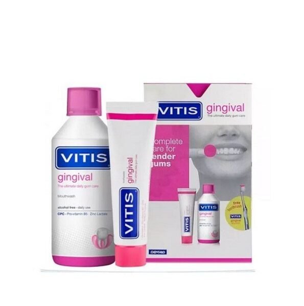 Vitis Gingival Dentifrice 75ml + Bain de Bouche 500ml + Brosse à Dent